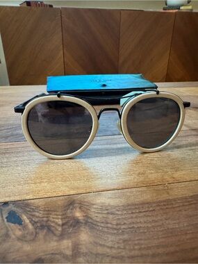 rag & bone black frame sunglasses with cream trim